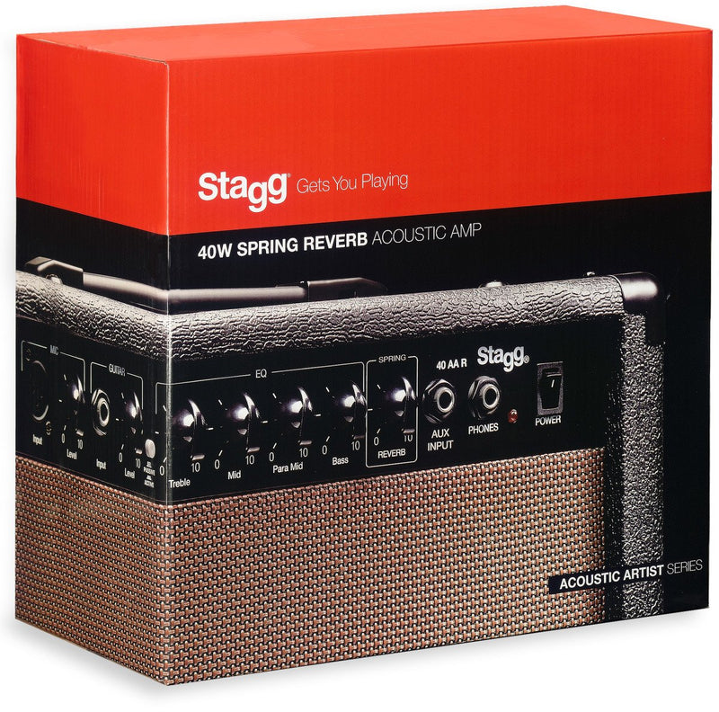 Stagg 40-Watt Acoustic Guitar Amplifier w/ Spring Reverb - 40 AA R USA - Open Box