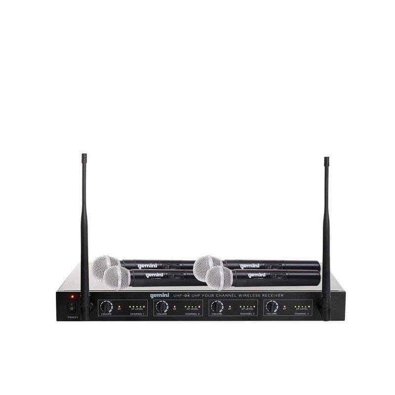 Gemini UHF-04M 4-Channel Handheld Wireless Microphone - 150' Range, Quad UHF