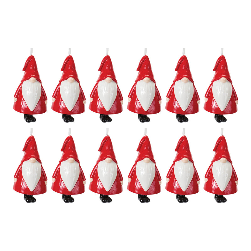 Ceramic Gnome Bell Ornament (Set of 12)