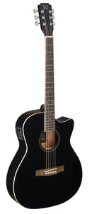 JN Guitars Thin Body Acoustic-Electric Auditorium Guitar - Black - BES-ACE BK