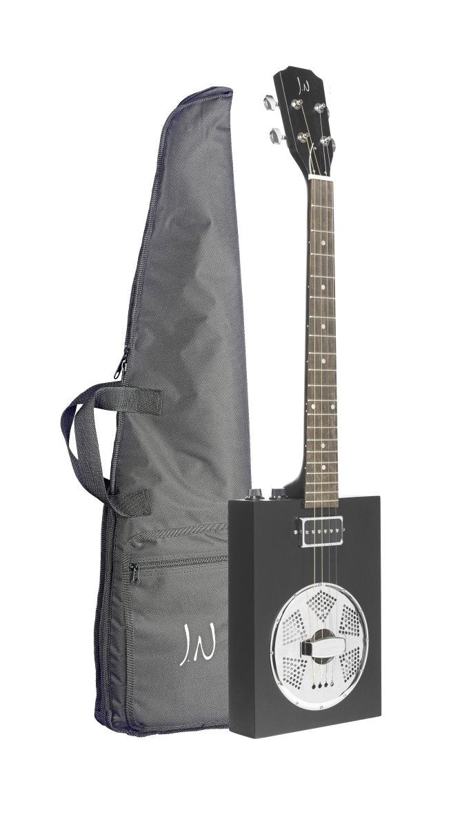 JN Guitars Acoustic Electric 4-String Resonator Cigar Box Guitar w/ Gig Bag