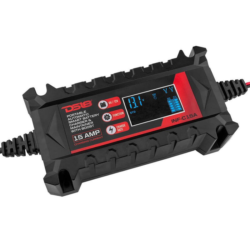 DS18 INF-C15A 6V/12V Portable Automatic Smart Lithium and AGM Car Battery Charger & Maintainer