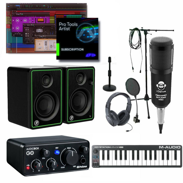 Home Recording Pro Tools Artist Bundle w/ AudioBox Go Mini 32 Mackie Software