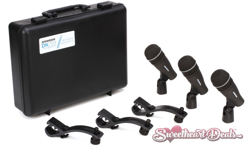 Samson DK703 Drum Mic 3-Piece Microphone Live and Recording Kit with 3 Q72 mics