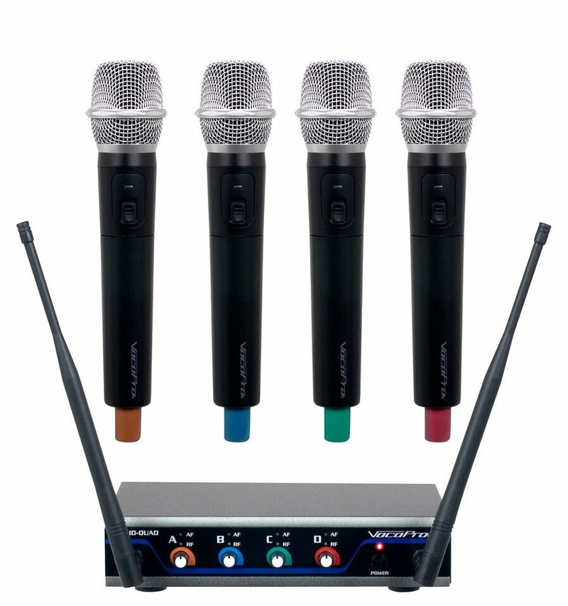 VocoPro 4 Channel UHF Wireless Handheld Microphone System - New Open Box