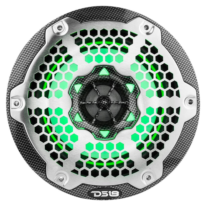 DS18 CF-65 6.5" 125 Watts RMS 4 Ohm Carbon Fiber Marine Speakers with Integrated RGB LED Lights