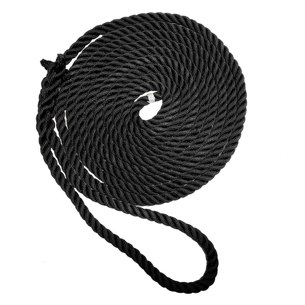 New England Ropes 5/8" Premium 3-Strand Dock Line - Black - 50' C6054-20-00050