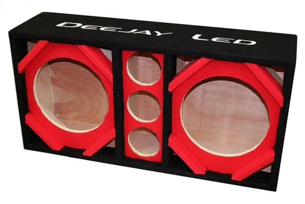 Deejay LED Two 10-in Woofers Three Tweeters RED Empty Chuchera Speaker Enclosure