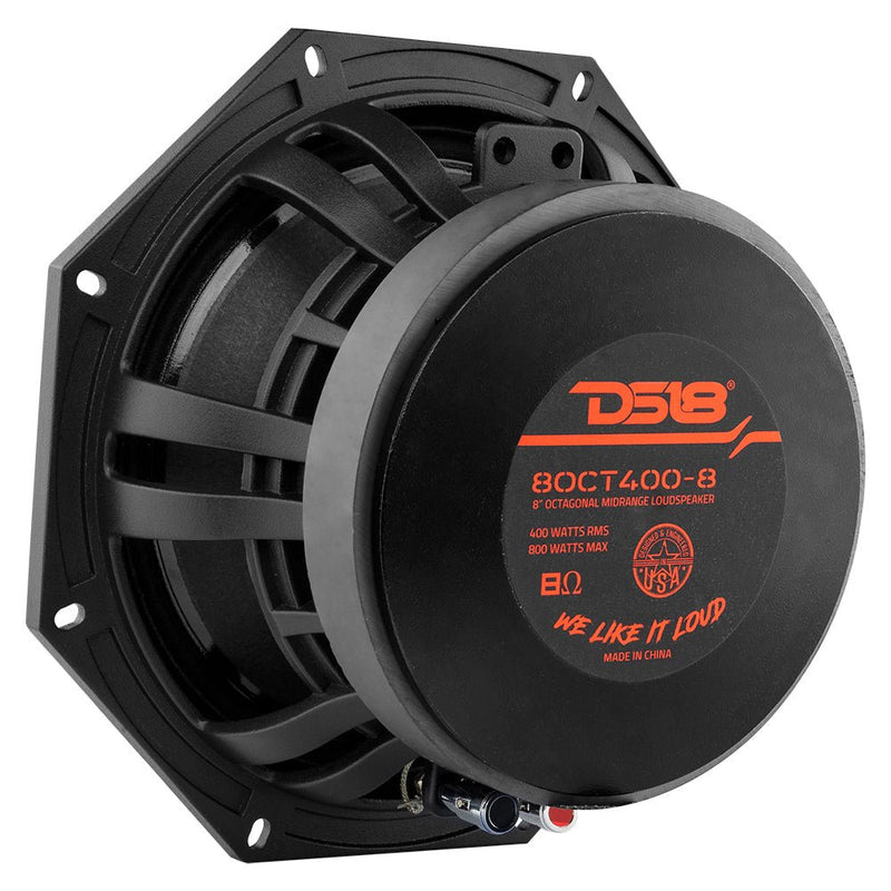 DS18 8OCT400-8 PRO 8" Octagon Mid Range Loud Speaker 800 Watts Max 8 Ohm