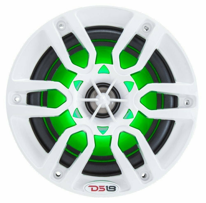 DS18 NXL8 2-Way 375W Max 4 Ohms 8" White Marine Speaker w/ RGB LED Lighting