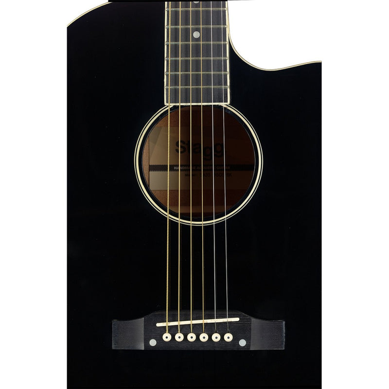 Stagg Cutaway Acoustic Electric Dreadnought Guitar - Black - SA35 DSCE-BK