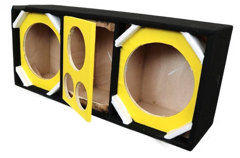 DeeJay LED Car Speaker Enclosure Two 10" Woofers w/ 2 Tweeters & 1 Horn - Yellow