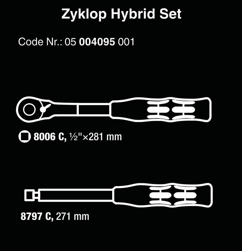 Wera 1/2" Drive Hybrid Switch Ratchet with Extension