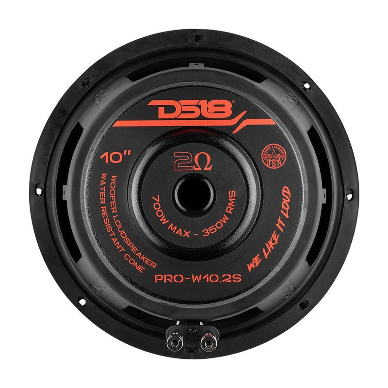 DS18 PRO 10" 2 Ohm 700 Watts Water Resistant Cone Motorcycle Woofer - PROW10.2S