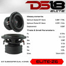 DS18 Elite Z6 600W Max Dual 4-Ohm 6.5" Subwoofer