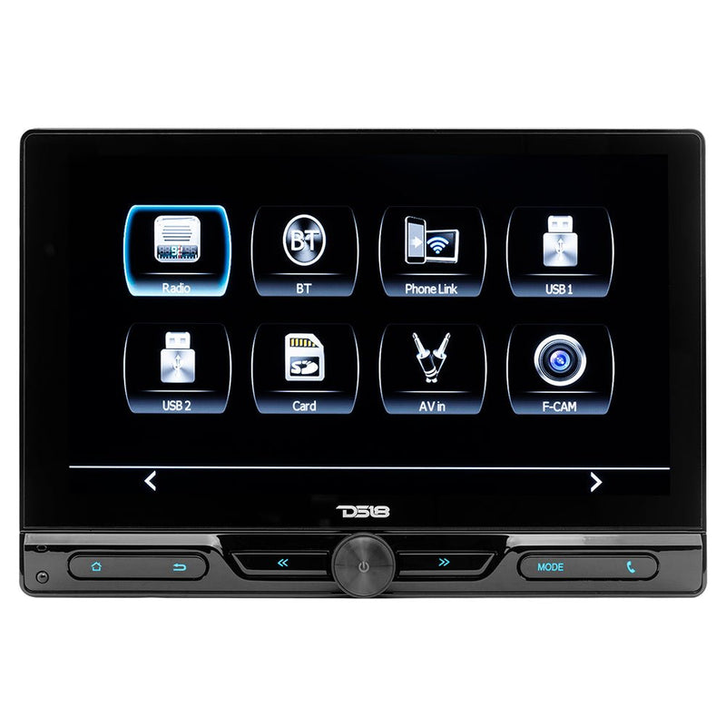 DS18 DDX10.5ML 10.5” Double-Din Floating Display Multimedia Mech-Less Receiver With Mirror Link For iOS & Android/ BT / AUX / USB / SD / AM / FM