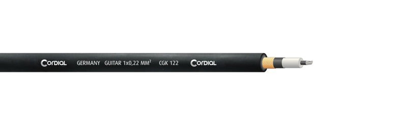 Cordial 10' Instrument Cable 1/4″ TS Straight to 1/4″ TS Right Angle Gold-Plated