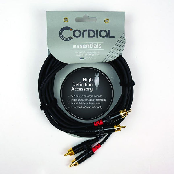 Cordial Cables 10' Unbalanced Twin Cable - RCA to RCA - Black - CFU3CC