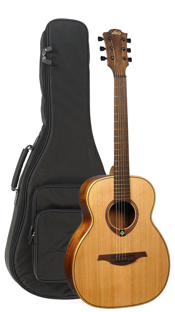 LAG Tramontine Travel Acoustic Guitar Solid Red Cedar Top w/ Gig Bag - TRAVEL-RC