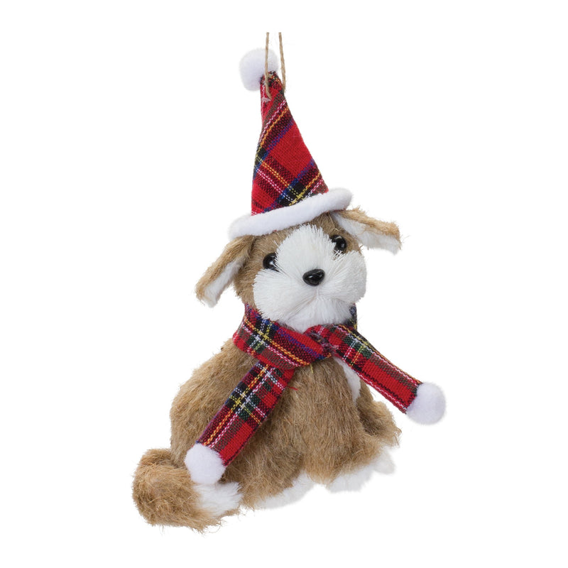 Plush Dog Ornament with Wool Accent (Set of 12)