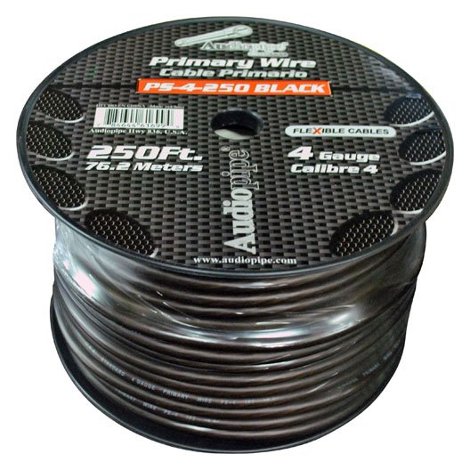 Audiopipe Power Wire 4 Gauge 250 Foot - Black - PS4BK