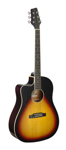 Stagg Left-Handed Dreadnought Acoustic-Electric - Sunburst - SA35 DSCE-VS LH