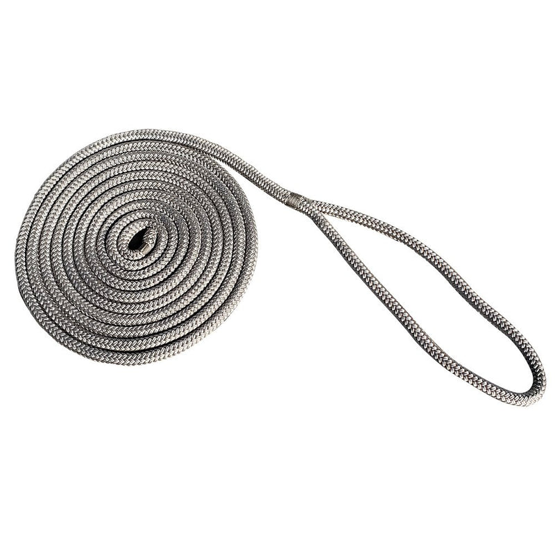 New England Rope 3/4" x 25' Nylon Double Braid Dock Line - Grey 5058-24-00025