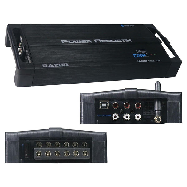 Power Acoustik Compact 4 Ch Amp w/ Built-in DSP 1000W RMS/2000W MAX RZ4-2000DSP