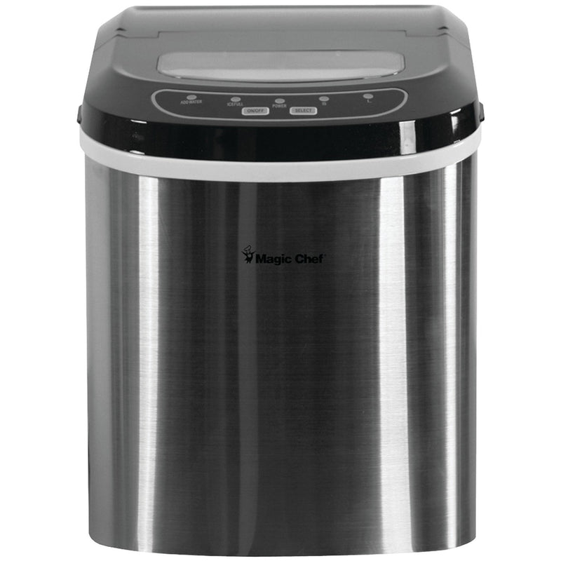 Magic Chef  27-Pound-Capacity Portable Ice Maker Stainless w/ Black Top MCIM22ST