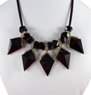 Statement Necklace Black Beads Chunky w/ Rhinestones 18" Length