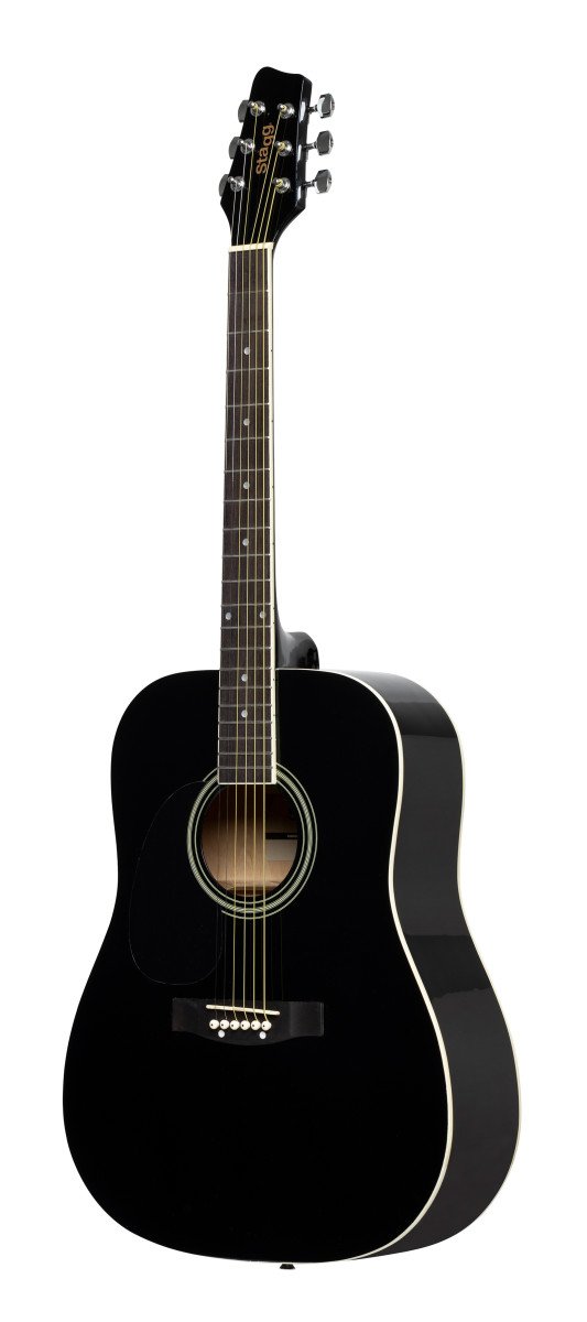 Stagg Left-Handed Dreadnought Acoustic Guitar - Black - SA20D LH-BK