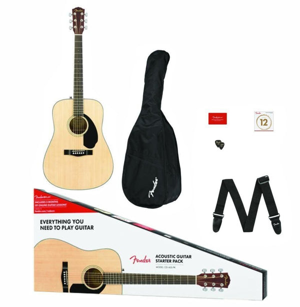 Fender CD-60s Dreadnought Acoustic Guitar Pack w/ Bag, Strap, Picks & Strings