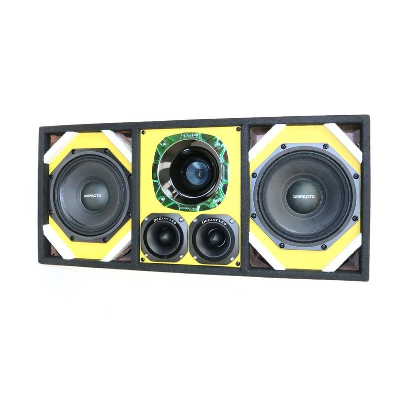 Deejay LED Loaded Box w/ 2 8” Woofers, 1 Horn & 2 Bullet Tweeters - Yellow