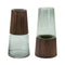 Tapered Glass Vase with Wood Accent (Set of 2)