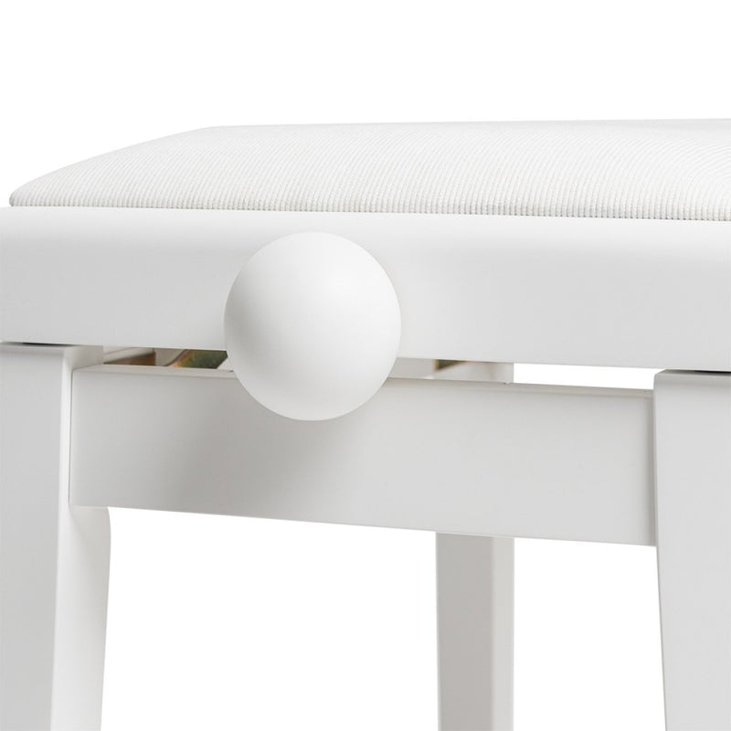 Stagg Matte White Adjustable Piano Bench with White Velvet Top - PB06 WHM VWH