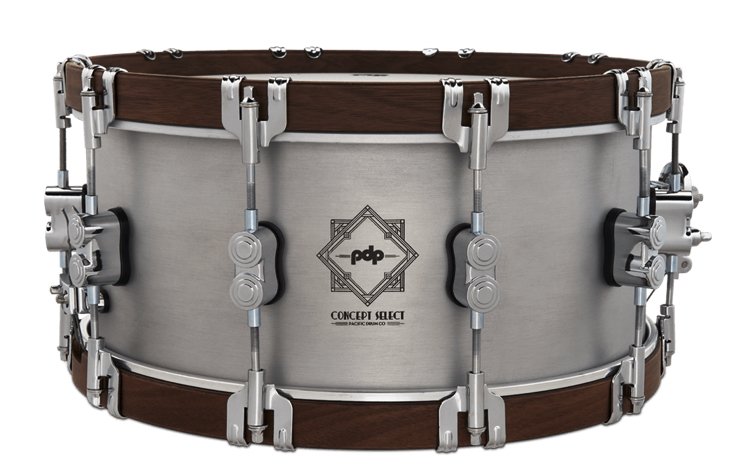 PDP Concept Select 6.5x14" Aluminum Snare Drum w/ Walnut Hoops - PDSN6514CSAL