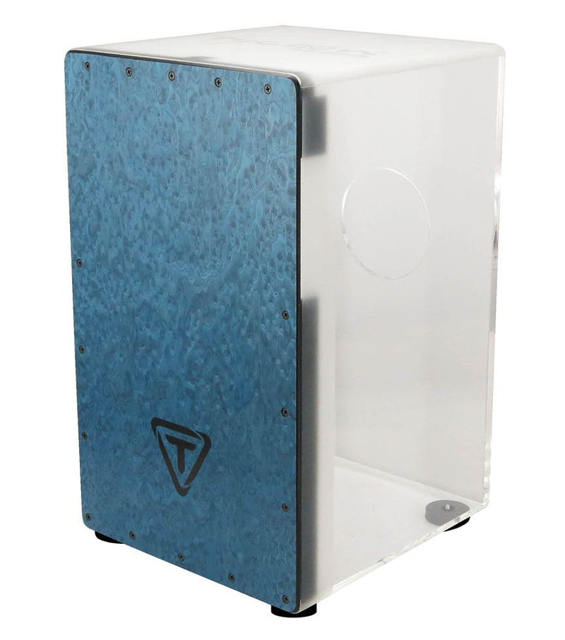 Tycoon 29 Series Clear Acrylic Cajon – Black Makah Burl Front Plate - TKX-29