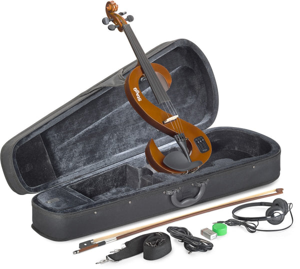 Stagg S-Shaped 4/4 Electric Violin Set w/ Soft Case & Headphones - EVN 4/4 VBR