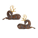 Laying Deer Figurine with Gold Antlers (Set of 2)