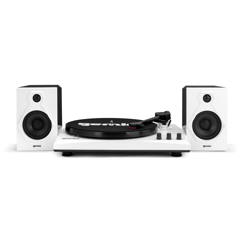 Gemini TT-900B Turntable Vinyl Record Player w/ Bluetooth® & Dual Stereo Speakers (White)