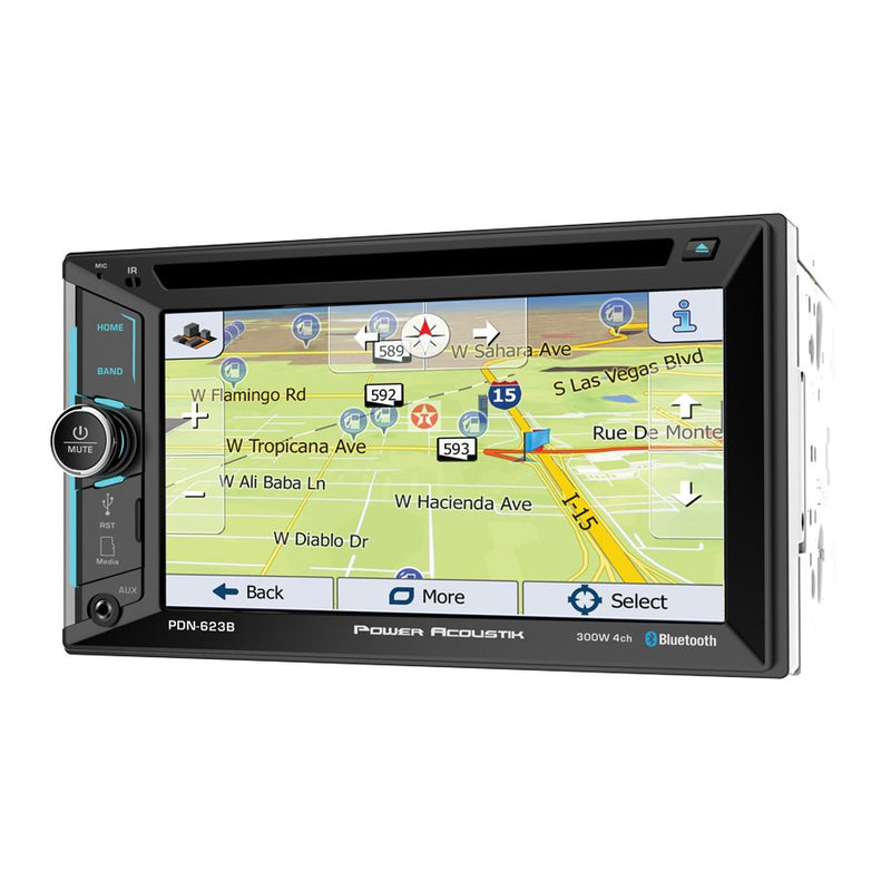 Power Acoustik 2-DIN 6.2" DVD CD Car Stereo w/ Bluetooth 4.0 & GPS - PDN-623B