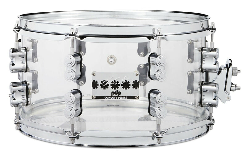 PDP Chad Smith Signature Clear Acrylic Snare Drum 7x13 with Chrome Hardware