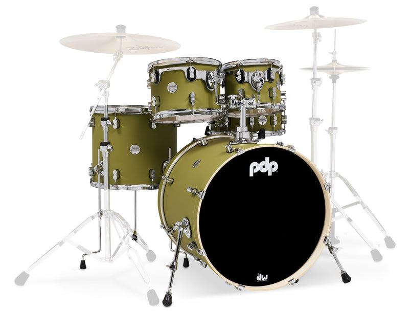 PDP Concept Series 5-Piece Maple Drum Shell Pack - Satin Olive - 10/12/1614/22