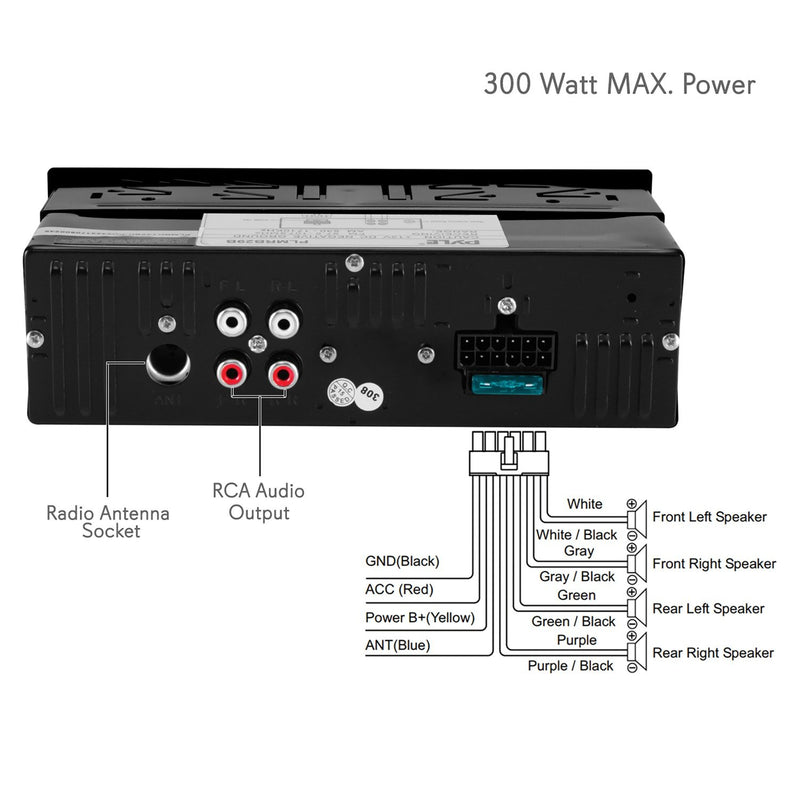 Pyle PLMRB29B Single-DIN In-Dash Digital Marine Stereo Receiver w/ Bluetooth