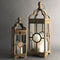 Contemporary Dark Wood Floor Lantern (Set of 2)