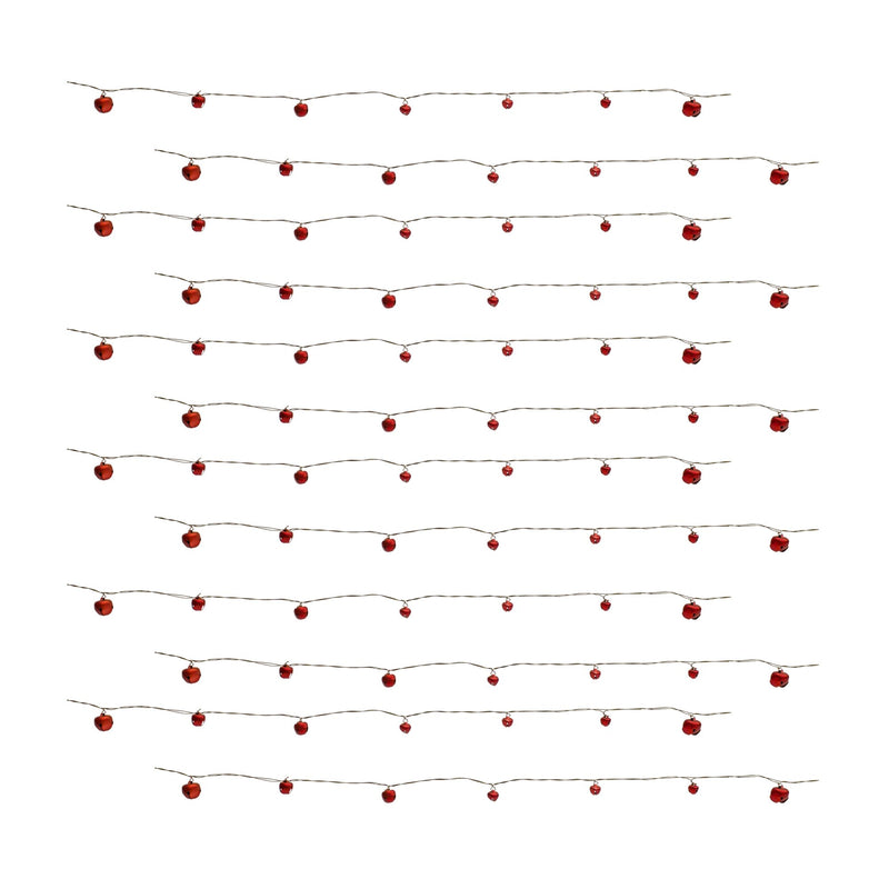 Red Sleigh Bell Twine Strand (Set of 12)