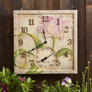 Outdoor Clock with Thermometer Beachwood Flower Design 14 x 14 Garden Patio