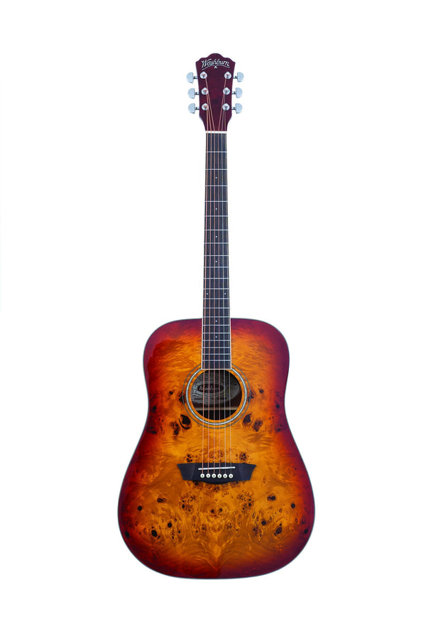 Washburn DFBDA Deep Forest Burl Dreadnought Acoustic Guitar - Amber Fade