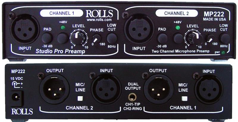 Rolls Two Channel Studio Pro Microphone Preamp - MP222