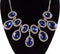 Statement Necklace Bib w/ Dark Blue Crystals & Rhinestones - Cocktail Wedding - 19" Elegant